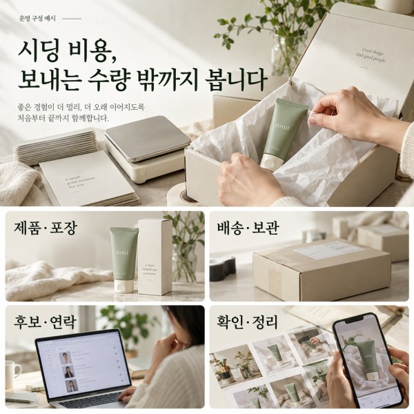 핸드크림 제품 포장과 배송, 후보 연락과 결과 정리를 나눠 보는 시딩 운영비 구성 예시