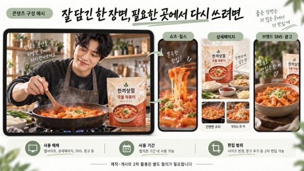 먹방 본편을 쇼츠·상품 상세페이지·브랜드 SNS 소재로 활용하는 구성 예시