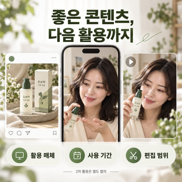 크리에이터 콘텐츠를 브랜드 SNS와 상품 페이지 등에 활용하는 구성 예시